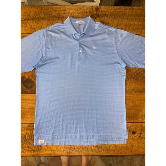 Mens Peter Millar Old Tag‎ Light Blue Cotton Short Sleeve Golf Polo Size Large - Picture 1 of 7